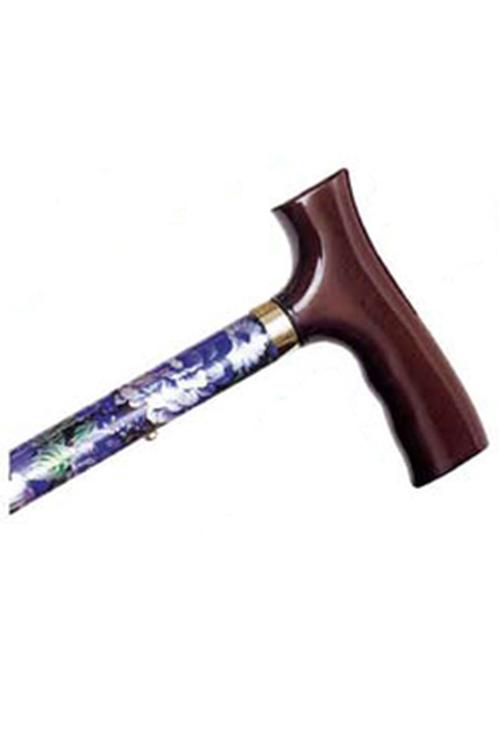 Adjustable Travel Folding Cane - Mauve Floral